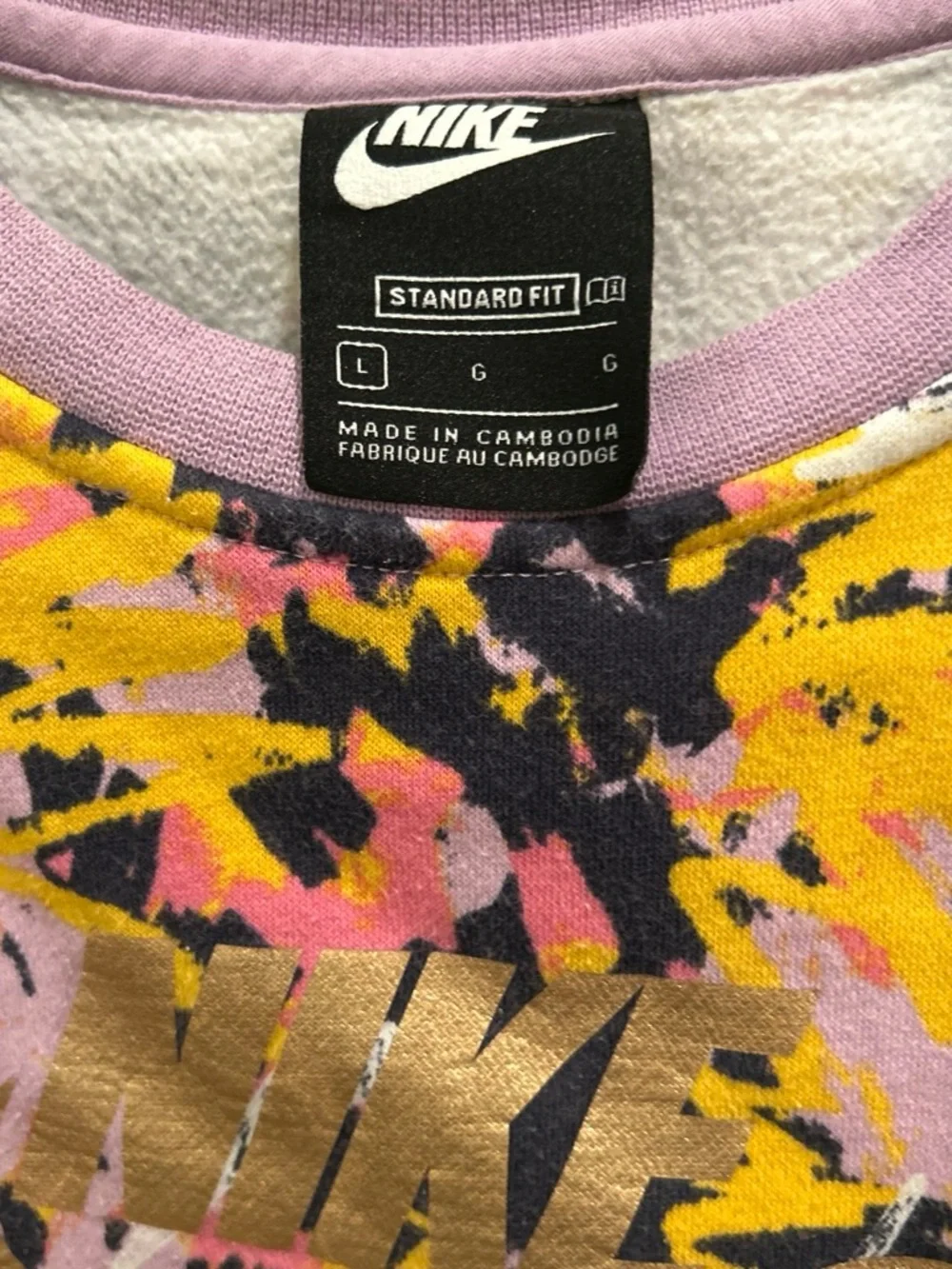 Nike Girls' Multi-Color Splatter Crewneck Jacket with Gold Logo